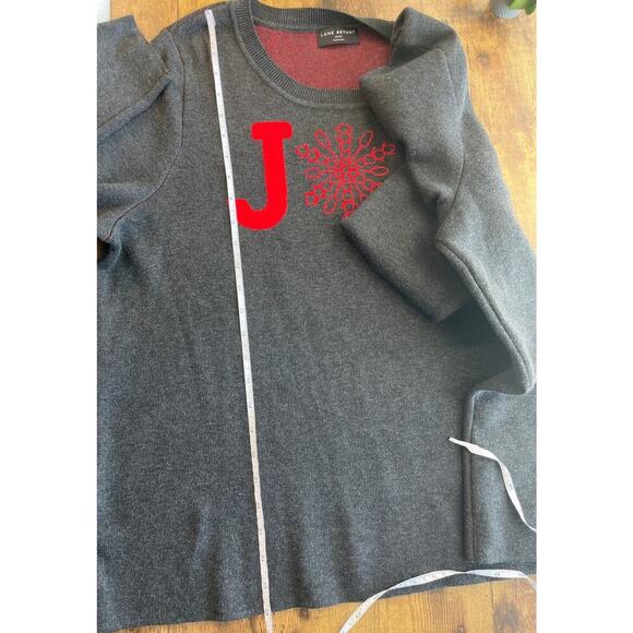Lane Bryant Womens 18/20 Gray Red "Joy" Holiday Sweater Long Sleeve Casual r - Picture 6 of 7